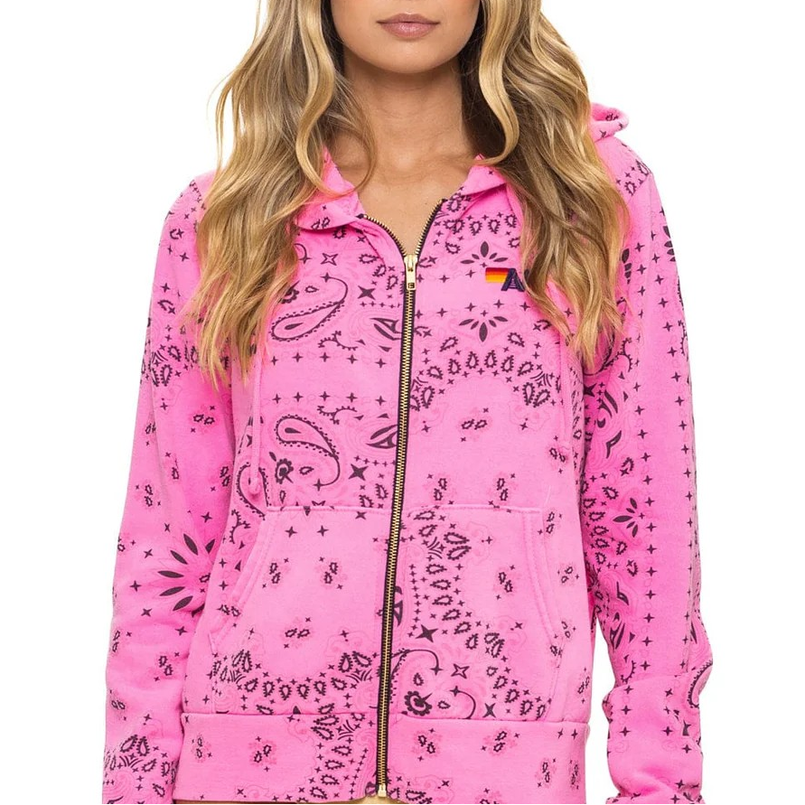 BANDANA ZIP HOODIE - NEON PINK – GIRL NEXT DOOR