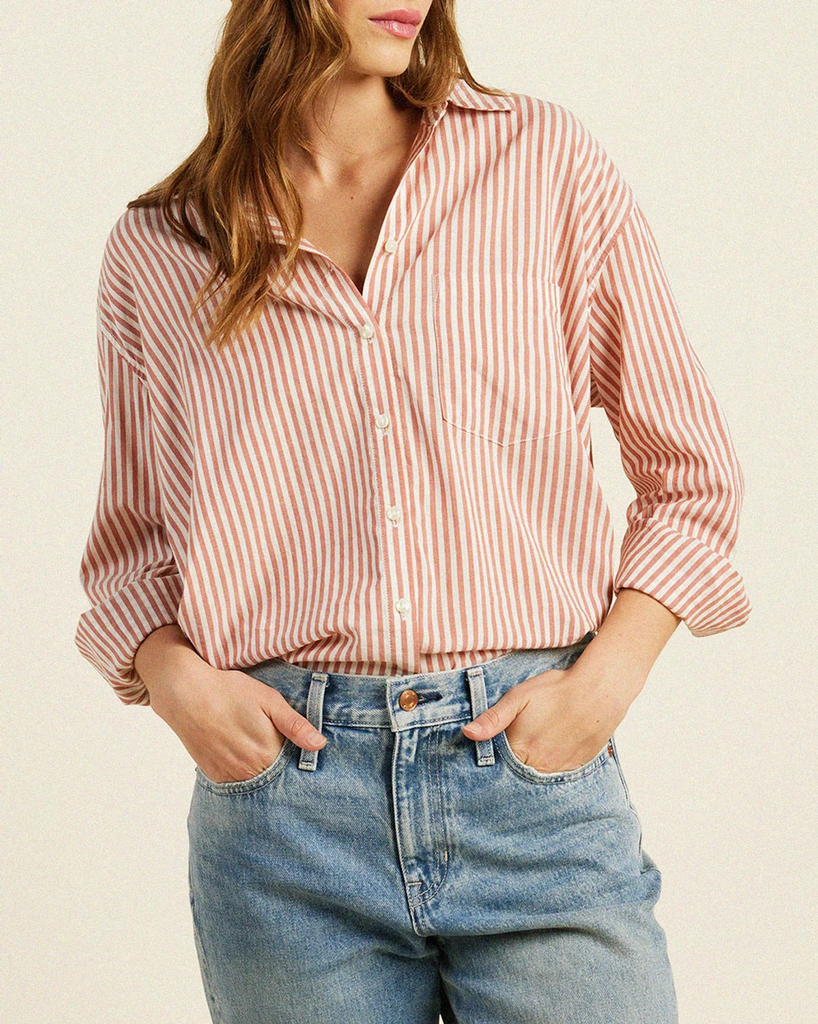 Blake Oversized Shirt - Brandy Stripe – GIRL NEXT DOOR