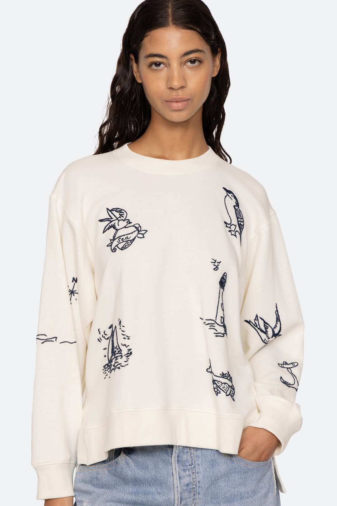 Arkport-Canaseraga Wolves Pennant Ladies Crewneck 8332