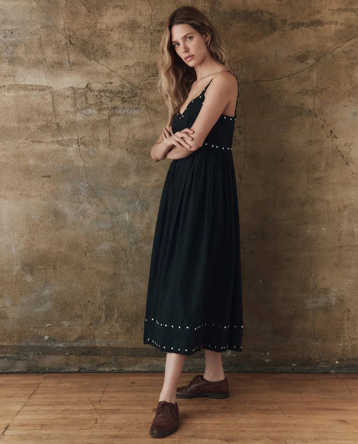 black dress with studs Cirelle Black Vegan Leather Mini Dress