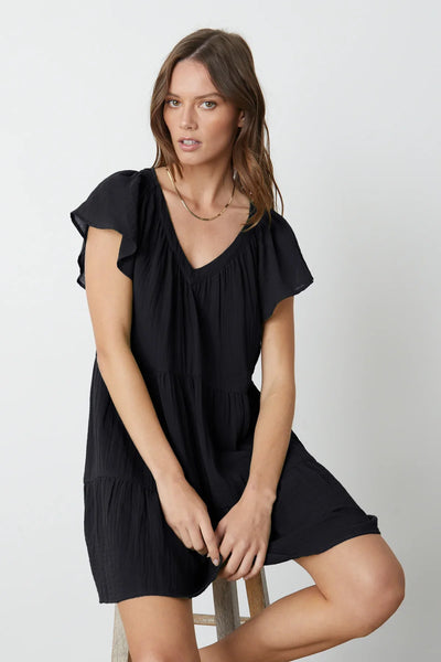 Gema Side Train Mini Dress (Black) – Valeria'S Boutique